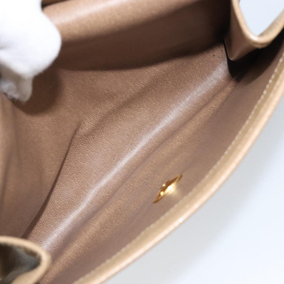 Christian Dior Chain Shoulder Bag Leather Beige Gold Auth BA11746A
