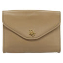 Christian Dior Chain Shoulder Bag Leather Beige Gold Auth BA11746A-13