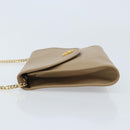 Christian Dior Chain Shoulder Bag Leather Beige Gold Auth BA11746A-4