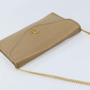 Christian Dior Chain Shoulder Bag Leather Beige Gold Auth BA11746A-6
