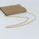 Christian Dior Chain Shoulder Bag Leather Beige Gold Auth BA11746A-7