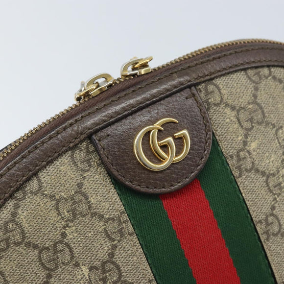 GUCCI GG Supreme Web Sherry Line Shoulder Bag PVC Beige Gold 499621 Auth BA11752