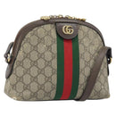 GUCCI GG Supreme Web Sherry Line Shoulder Bag PVC Beige Gold 499621 Auth BA11752-1