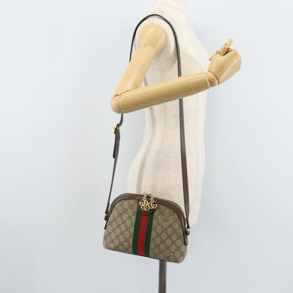 GUCCI GG Supreme Web Sherry Line Shoulder Bag PVC Beige Gold 499621 Auth BA11752