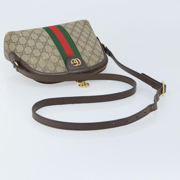 GUCCI GG Supreme Web Sherry Line Shoulder Bag PVC Beige Gold 499621 Auth BA11752