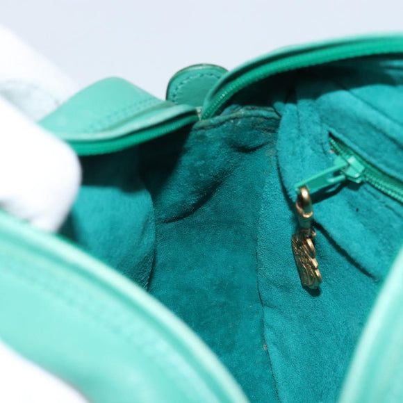 GUCCI Shoulder Bag Suede Green Gold Auth BA11758A