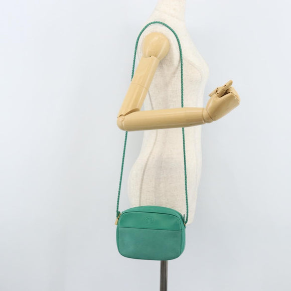 GUCCI Shoulder Bag Suede Green Gold Auth BA11758A