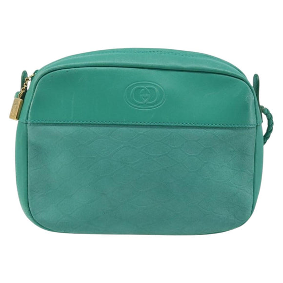 GUCCI Shoulder Bag Suede Green Gold Auth BA11758A