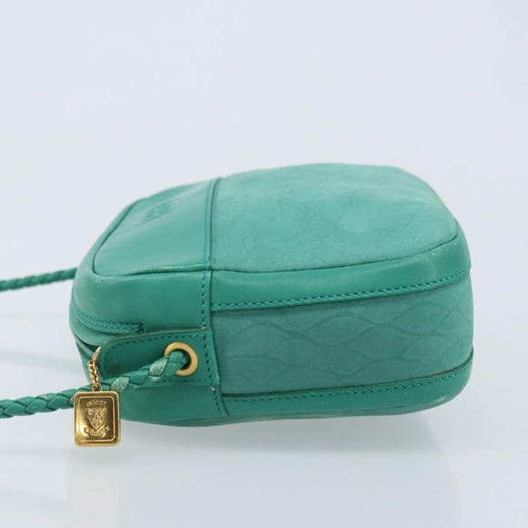 GUCCI Shoulder Bag Suede Green Gold Auth BA11758A