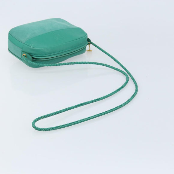 GUCCI Shoulder Bag Suede Green Gold Auth BA11758A