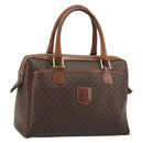 CELINE Macadam Canvas Boston Bag PVC Leather Brown Gold Auth BA11759-1