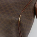 CELINE Macadam Canvas Boston Bag PVC Leather Brown Gold Auth BA11759-9