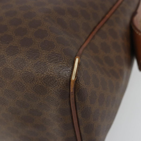 CELINE Macadam Canvas Boston Bag PVC Leather Brown Gold Auth BA11759
