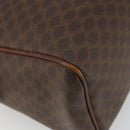 CELINE Macadam Canvas Boston Bag PVC Leather Brown Gold Auth BA11759-14