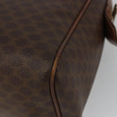CELINE Macadam Canvas Boston Bag PVC Leather Brown Gold Auth BA11759-15