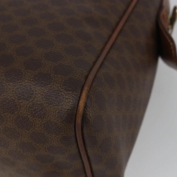 CELINE Macadam Canvas Boston Bag PVC Leather Brown Gold Auth BA11759