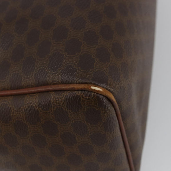CELINE Macadam Canvas Boston Bag PVC Leather Brown Gold Auth BA11759
