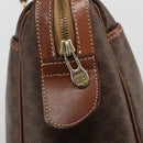 CELINE Macadam Canvas Boston Bag PVC Leather Brown Gold Auth BA11759-18
