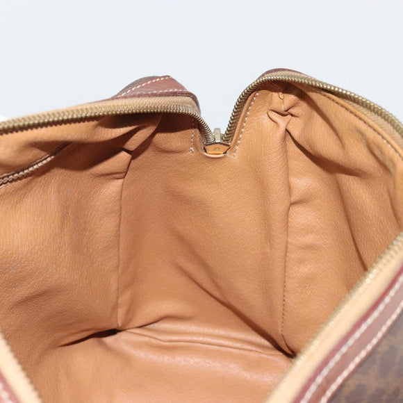 CELINE Macadam Canvas Boston Bag PVC Leather Brown Gold Auth BA11759