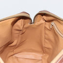 CELINE Macadam Canvas Boston Bag PVC Leather Brown Gold Auth BA11759-21