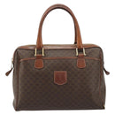 CELINE Macadam Canvas Boston Bag PVC Leather Brown Gold Auth BA11759-13