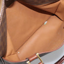 CELINE Macadam Canvas Boston Bag PVC Leather Brown Gold Auth BA11759-23