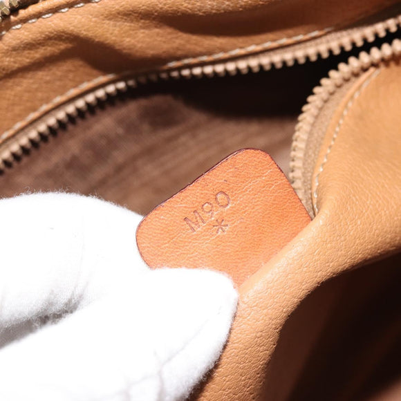 CELINE Macadam Canvas Boston Bag PVC Leather Brown Gold Auth BA11759