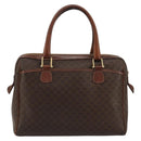 CELINE Macadam Canvas Boston Bag PVC Leather Brown Gold Auth BA11759-2