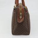 CELINE Macadam Canvas Boston Bag PVC Leather Brown Gold Auth BA11759-3