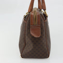 CELINE Macadam Canvas Boston Bag PVC Leather Brown Gold Auth BA11759-4