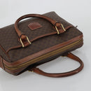 CELINE Macadam Canvas Boston Bag PVC Leather Brown Gold Auth BA11759-6