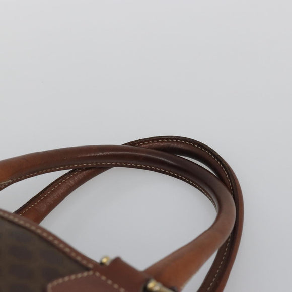 CELINE Macadam Canvas Boston Bag PVC Leather Brown Gold Auth BA11759