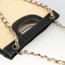 CHANEL Choco Bar Chain Shoulder Bag Patent Leather Beige Silver CC Auth BA11764A-6