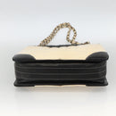 CHANEL Choco Bar Chain Shoulder Bag Patent Leather Beige Silver CC Auth BA11764A-9