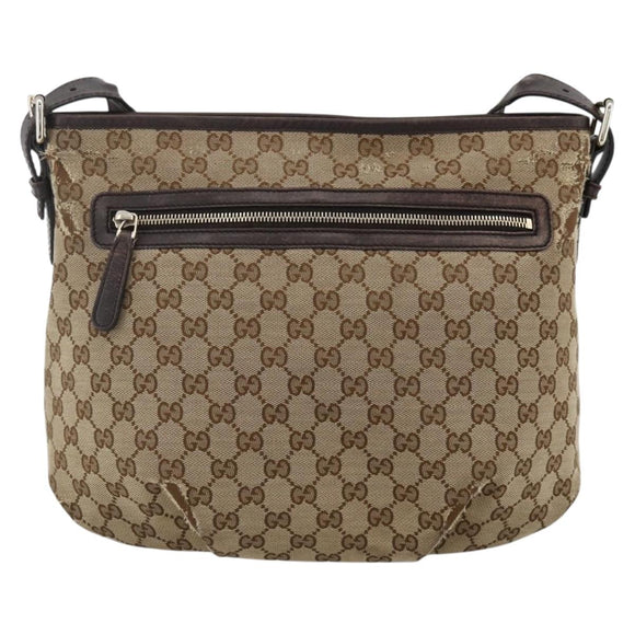 GUCCI GG Canvas Shoulder Bag Outlet Beige Silver 388930 Auth BA11771