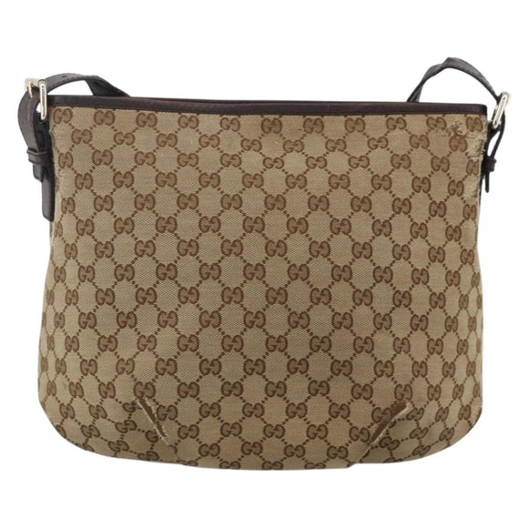 GUCCI GG Canvas Shoulder Bag Outlet Beige Silver 388930 Auth BA11771