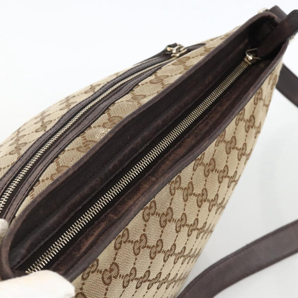 GUCCI GG Canvas Shoulder Bag Outlet Beige Silver 388930 Auth BA11771