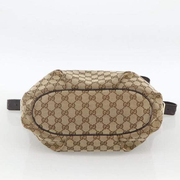 GUCCI GG Canvas Shoulder Bag Outlet Beige Silver 388930 Auth BA11771