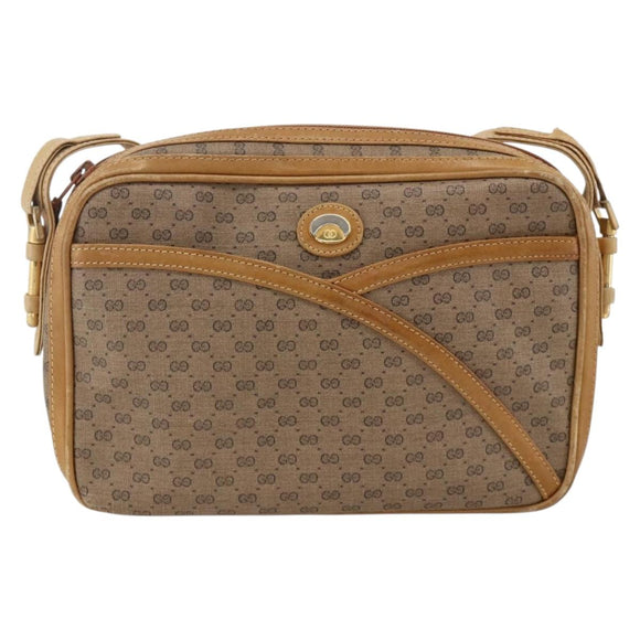 GUCCI Micro GG Supreme Shoulder Bag PVC Beige Gold 001 261 1096 Auth BA11772