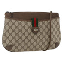 GUCCI GG Supreme Web Sherry Line Bag PVC Beige Gold 904 02 026 Auth BA11774-1