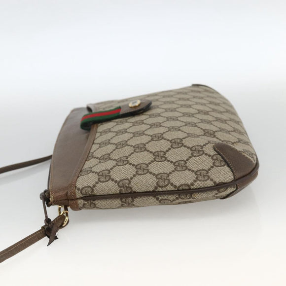 GUCCI GG Supreme Web Sherry Line Bag PVC Beige Gold 904 02 026 Auth BA11774