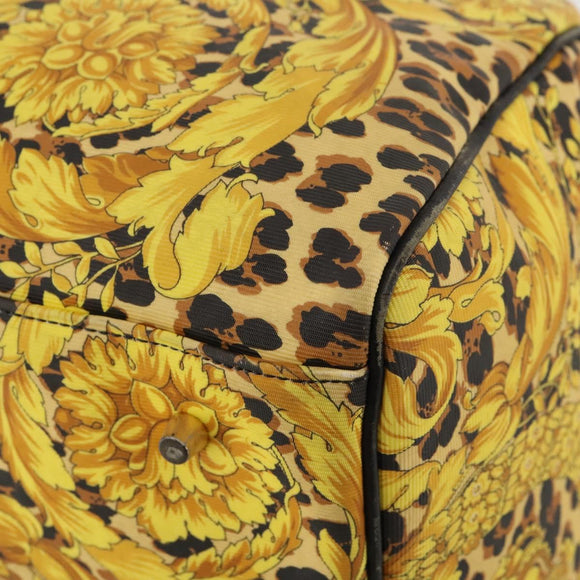 Gianni Versace Boston Bag Canvas Yellow Gold Auth BA11776A