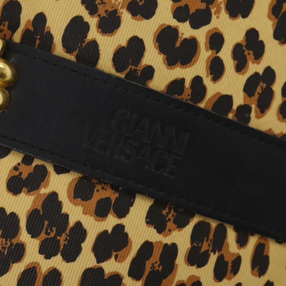 Gianni Versace Boston Bag Canvas Yellow Gold Auth BA11776A