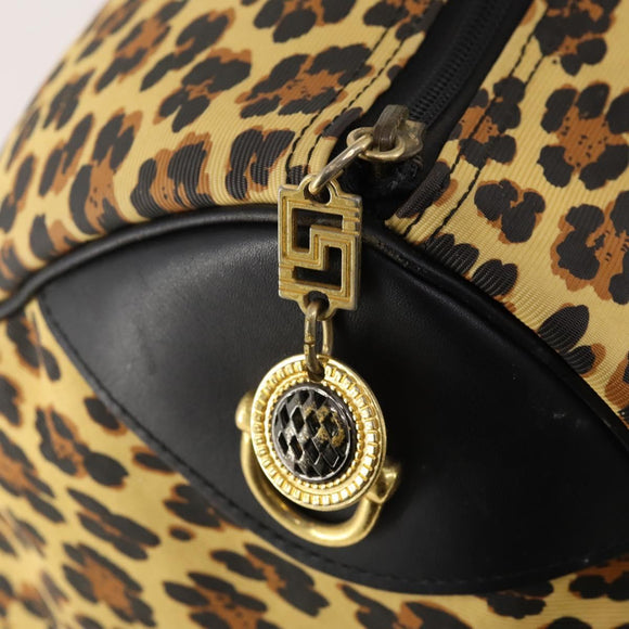 Gianni Versace Boston Bag Canvas Yellow Gold Auth BA11776A