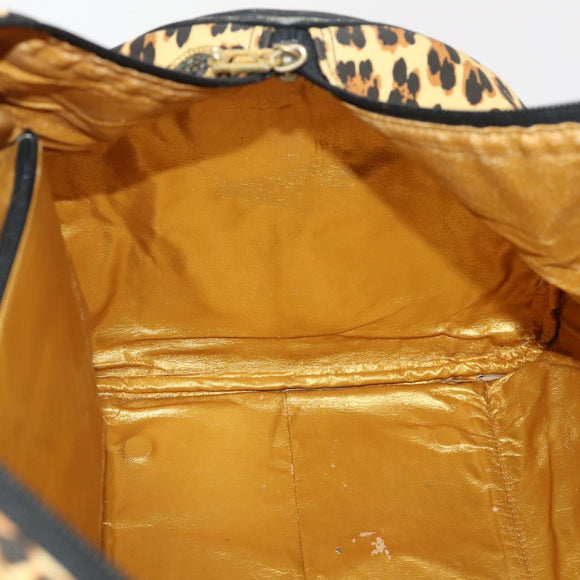 Gianni Versace Boston Bag Canvas Yellow Gold Auth BA11776A