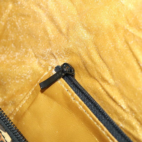 Gianni Versace Boston Bag Canvas Yellow Gold Auth BA11776A