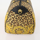 Gianni Versace Boston Bag Canvas Yellow Gold Auth BA11776A-3
