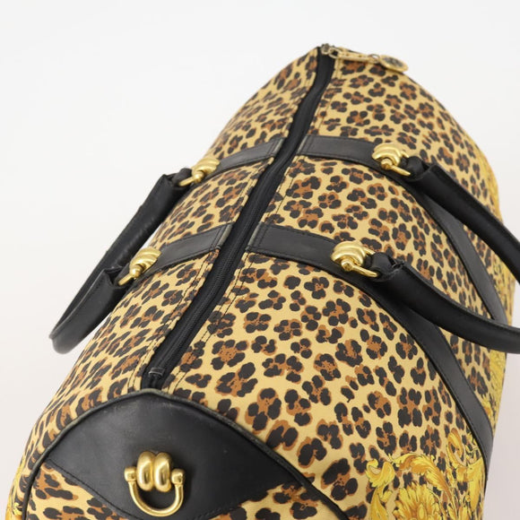 Gianni Versace Boston Bag Canvas Yellow Gold Auth BA11776A