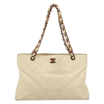 CHANEL Matelasse Chain Shoulder Tote Bag Caviar Skin Ivory Gold CC Auth BA11778 - 0
