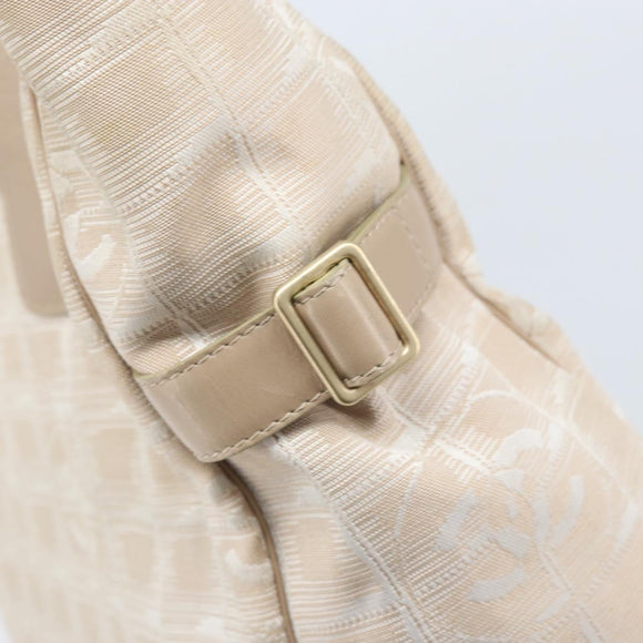 CHANEL New Travel Line Tote Bag Nylon Beige Gold CC Auth BA11779